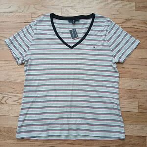 NEW Tommy Hilfiger Nautical Striped Women's XXL Short Sleeve Classic Fit Top
